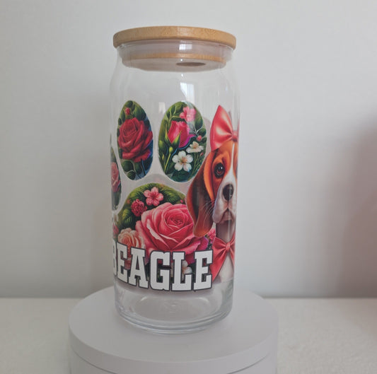 Beagle Mama Glass Tumbler with Bamboo lid 20oz