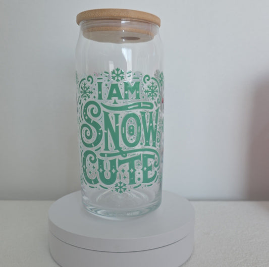 I am snow cute Glass Tumbler 20oz (green)