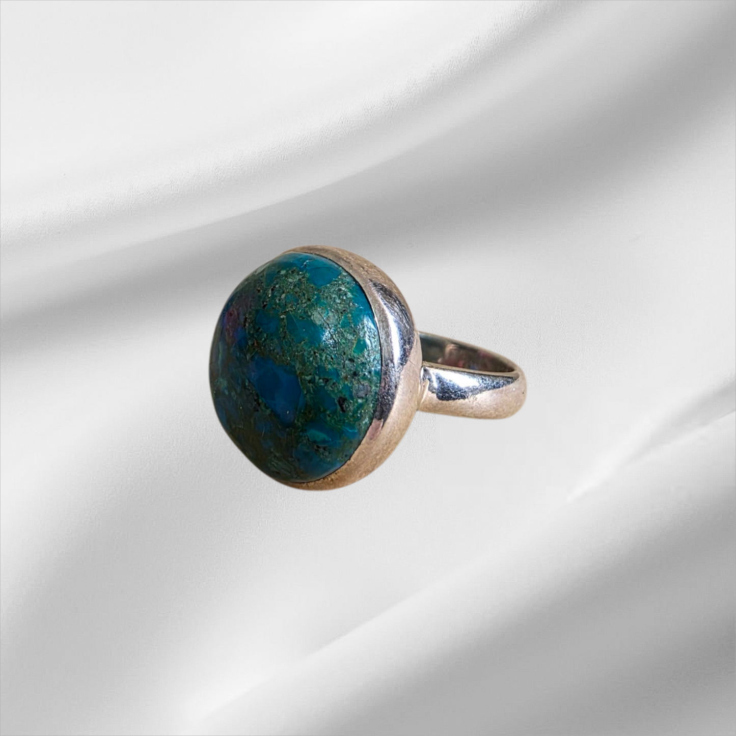 Round Chrysocolla Sterling Silver ring