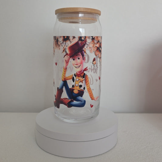 Just a girl who loves Woody Glass Tumbler with Bamboo lid 20oz