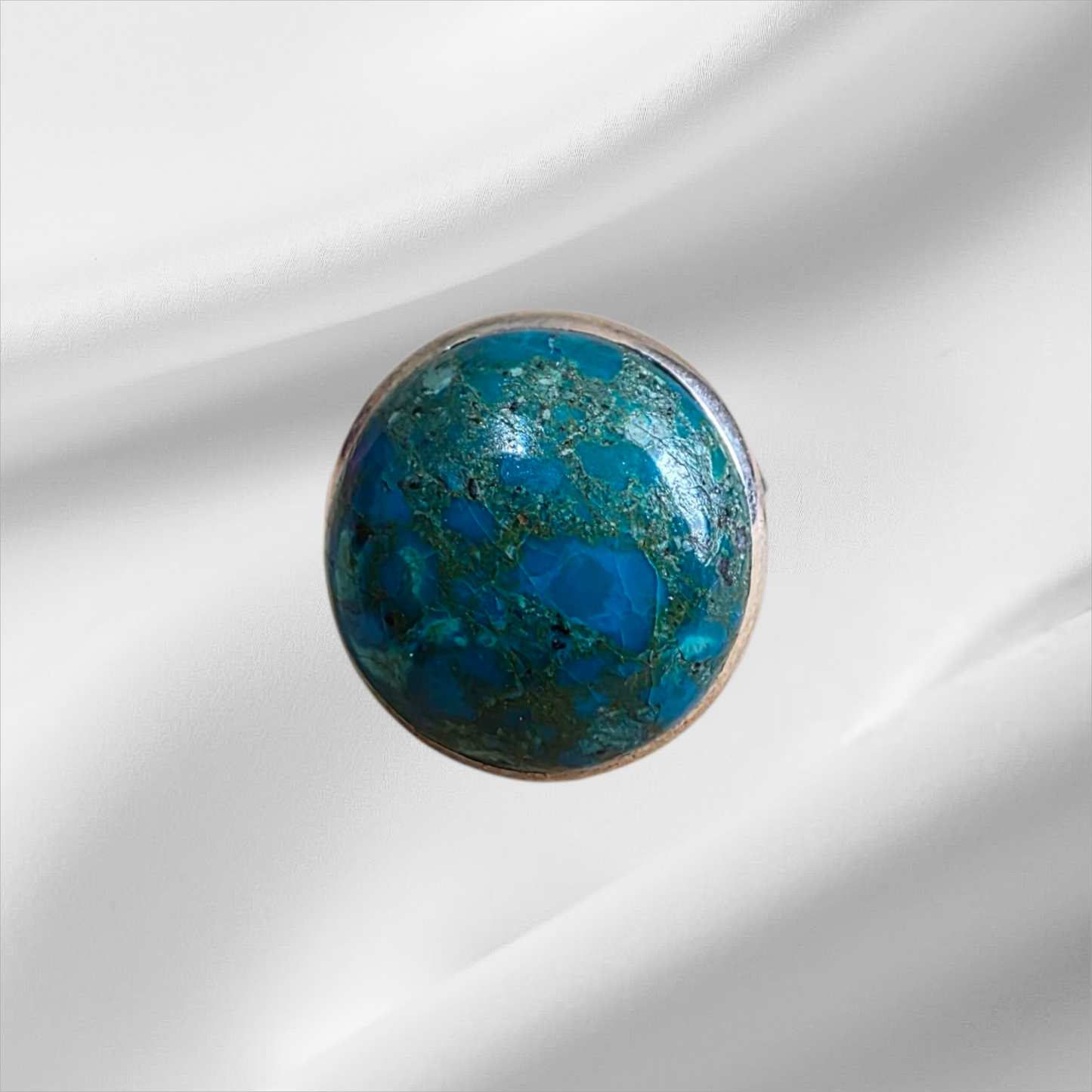 Round Chrysocolla Sterling Silver ring
