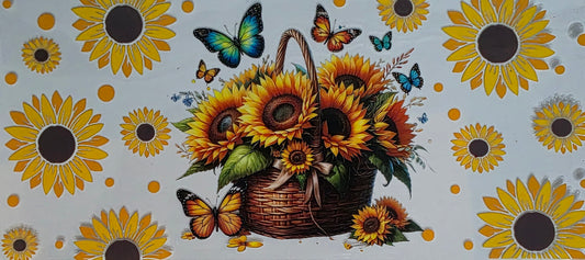 Basket of Sunflowers Butterflies UV DTF wrap